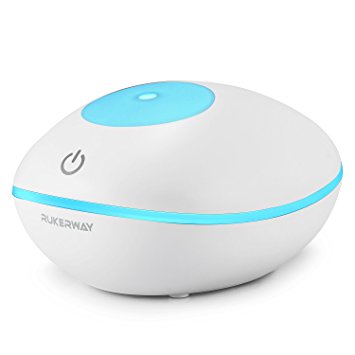 Rukerway Aroma Essential Oil Diffuser with touch switch, 200ml Ultrasonic Cool Mist Humidifier for Aromatherapy with 7 Color LED Lights and Waterless Auto Shut-off for Home, Office etc. (White)