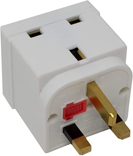 Fused Two Way UK Mains Plug Adapter/Insulated Shrouded Pin / 13 Amp Fuse Double Block Socket Splitter / 250V ac 13A - Complies With BS 1362 / iCHOOSE