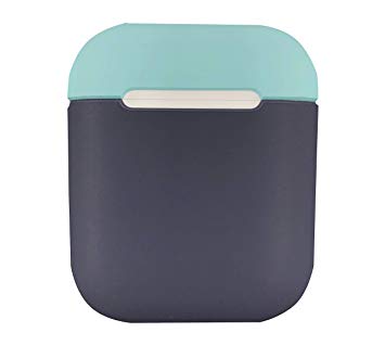 Protective Airpods Case {Made of 2 pcs} Shock Proof Soft Skin for Airpods Charging Case (Ice Blue/Midnight Blue)