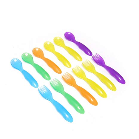 The First Years Take & Toss Toddler Fork And Spoon Flatware, Colors May Vary