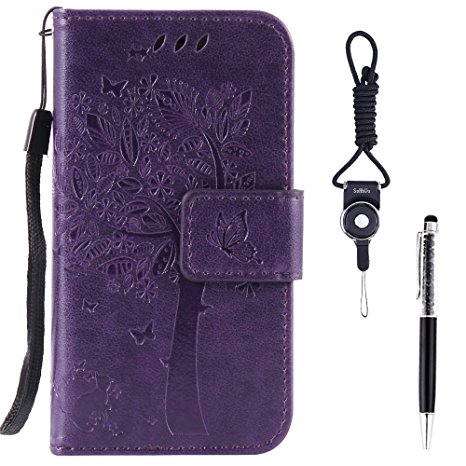 Galaxy A5 (2017) Case, SsHhUu Premium PU Leather Folio Wallet Magnetic Stand Credit Card Slot Flip Protective Slim Cover Case   Stylus Pen   Lanyard for Samsung Galaxy A5 (2017) / A520F (5.2") Purple