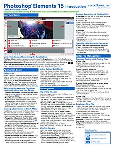 Adobe Photoshop Elements 15 Introduction Quick Reference Training Tutorial Guide (Cheat Sheet of Instructions, Tips & Shortcuts - Laminated Card)