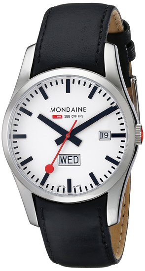 Mondaine Men's A667.30340.11SBB Retro Gents Day-Date Leather Band Watch