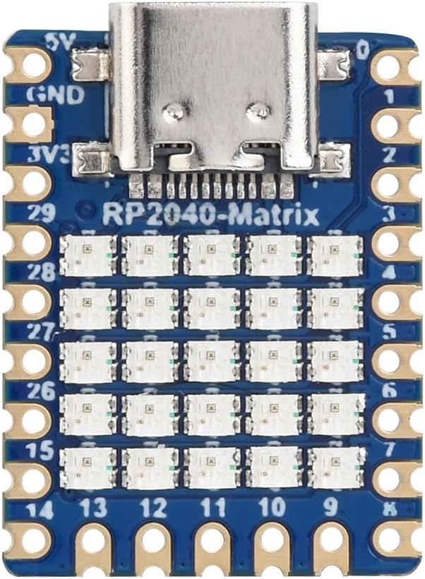 Waveshare RP2040-Matrix Development Board, Onboard 5×5 RGB LED Matrix, Based On Official RP2040 Dual Core Processor