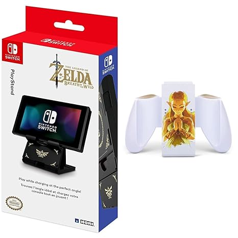 Nintendo Switch Compact Playstand (The Legend of Zelda) by HORI & PowerA Joy-Con Comfort Grip for Nintendo Switch - Princess Zelda, Game Controller, Gamepad, Nintendo Switch Lite