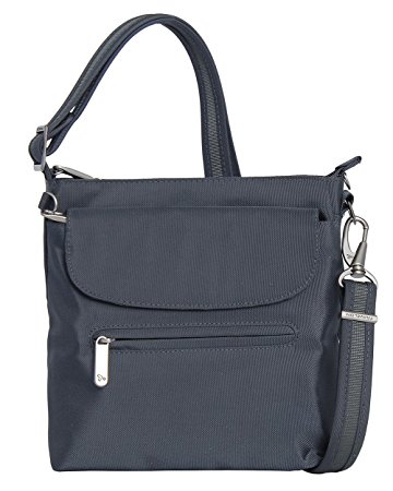 Travelon Anti-Theft Classic Mini Shoulder Bag (One Size, DARK GREY w Leaf Print Lining)