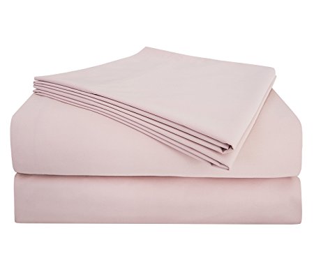 PHF Bamboo Sheets Set 60% Bamboo Viscose 40% Cotton 300T Deep Pocket 4 Piece Queen Size Light Pink