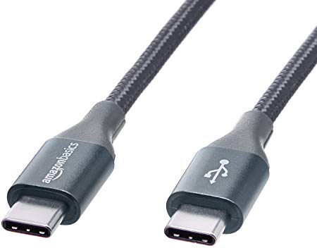 AmazonBasics Double Braided Nylon USB Type-C to Type-C 2.0 Cable | 0.9 m, Dark Grey