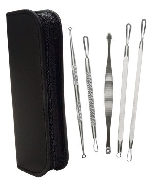 Clearance Sale - Bassion Blackhead and Blemish Remover Kit Comedone Extractor Tool Kit Professional Pimple Poppers Set with 5 Double End Tools for Acne Whiteheads Blemish Extraction
