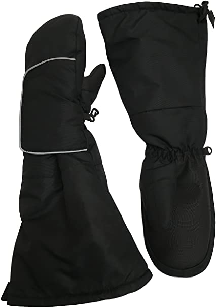 N'Ice Caps Kids Easy-On Wrap Elbow Length Winter Waterproof Thinsulate Mittens (Black, 2-3 Years)