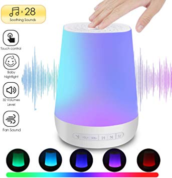 White Noise Machine, Sendowtek Sound Machine with Baby Nightlight, 28 HIFI Non-Looping Soothing Sounds for Sleeping Relaxation, 32 Adjustable Volume Levels Sleep Therapy Machine for Home Office Travel