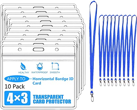 Vaccination Card Protector with 10 ​Lanyard, 4x3 in for CDC Immunization Record Badge Holders, Clear Vinyl Plastic Vaccine Card Protector with resealable Zipper, Waterproof & Portable(10 Pack )