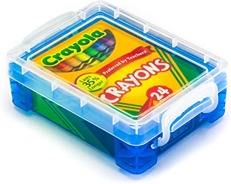 Crayola Crayons 24 Count with Blue Super Stacker Plastic Crayon Box (Bundle)