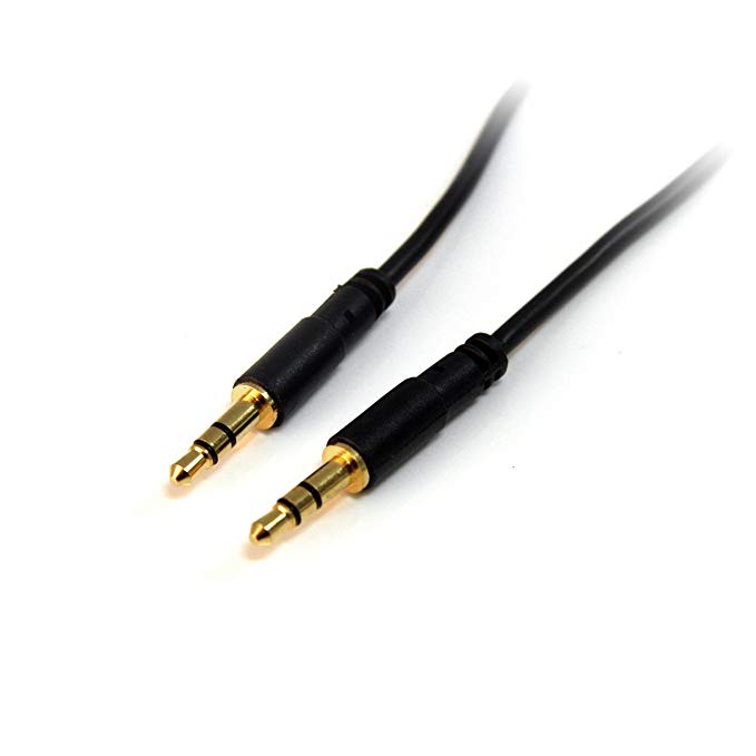 StarTech.com MU15MMS 15 ft (4.6 m) 3.5 mm Audio Cable, 3.5 mm Slim Audio Cable, Gold Plated Connectors, Male/Male, Aux Cable