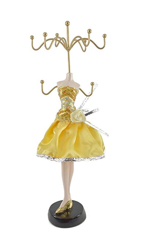Elegant Gold Cocktail Dress Mannequin Jewelry Stand