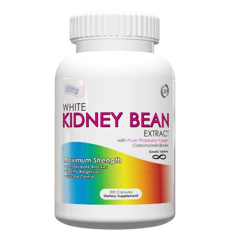 White Kidney Bean Extract- 1000mg Per Serving, 200 Capsules, 90 Day Supply, Carb Blocker and Appetite Suppressant, (Holiday Weight Loss Supplements)