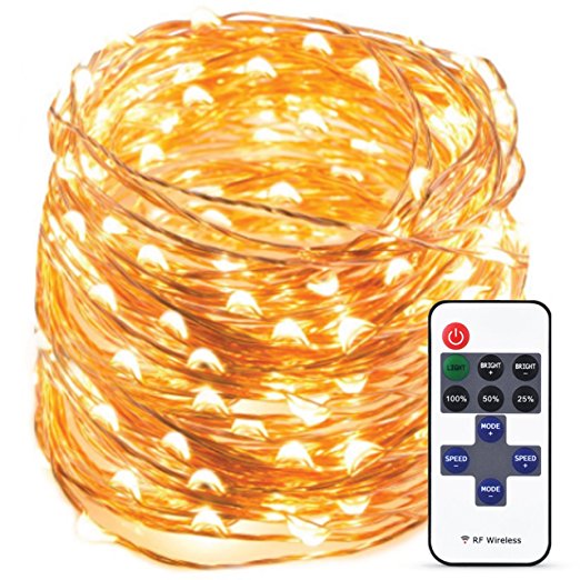 Indoor LED String Lights - 200LED White Warm Christmas Lights - 66Ft Flexible Copper Wire - Remote Control With 11 Brightness Modes & Timer - Durable String Lights For Trees, Home Décor, Party & More