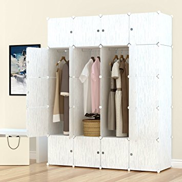 PREMAG Wardrobe made of Plastic Modules for Storage of Clothes, Accessories, Toys, Towels, or Books. For Home or Office. Finished in Green Wood Style with Fine Veins (20 cubes)