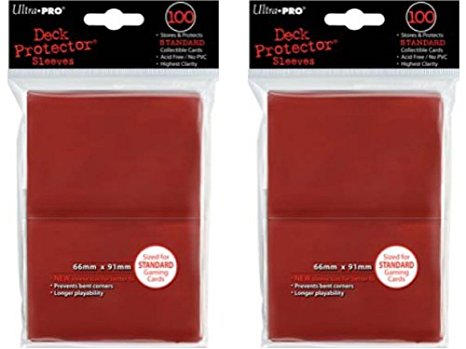 200 Ultra-Pro Red Deck Protector Sleeves 2-Packs - Standard Magic the Gathering Size