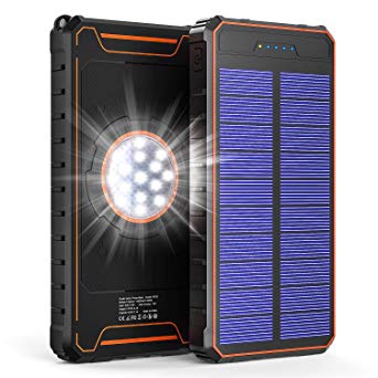 HiGoing Solar Power Bank, 14000mAh Portable Solar Phone Charger Dual USB Ports with Flashlight Outdoor Waterproof Anti-Fall Portable Phone Charger Compatible Most Smart Phones