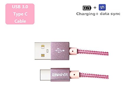 USB Type C Cable,Sunshot Nylon Braided USB-C to USB 3.0-6.6Ft Type A Male Data Sync & Fast Charging Cord for Google Pixel Nexus 5X 6P LG OnePlus 2 3 Huawei P9 OnePlus 3 ChromeBook Pixel and More