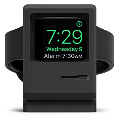 elago W3 Stand [Black] - [Vintage Apple Monitor][Supports Nightstand Mode][Cable Management] - for Apple Watch Series 1 and 2