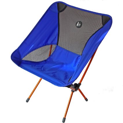 #1 Portable Backpacking Chair Ultralight Blue Outdoor Camping Fishing Hiking Beach Picnic Foldable Camp Chair - Strong Comfortable Lightweight Quality Sturdy Mesh Seat for Use Sitting Outside on Dirt Ground Grass Lawn Sand Ice - Good Livin' Gear