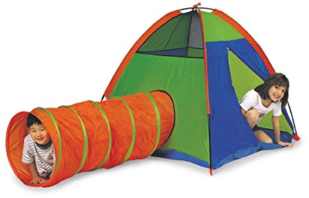 Pacific Play Tents Kids Hide Me Dome Tent and Crawl Tunnel Combo, Blue / Green / Orange