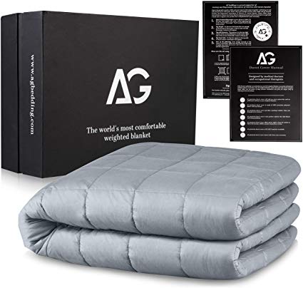 AG Premium Weighted Blanket for Adults, 15 lbs 60''x80'', Heavy Blanket for Kids, Cooling Blanket | Luxury Cotton Material with Glass Beads