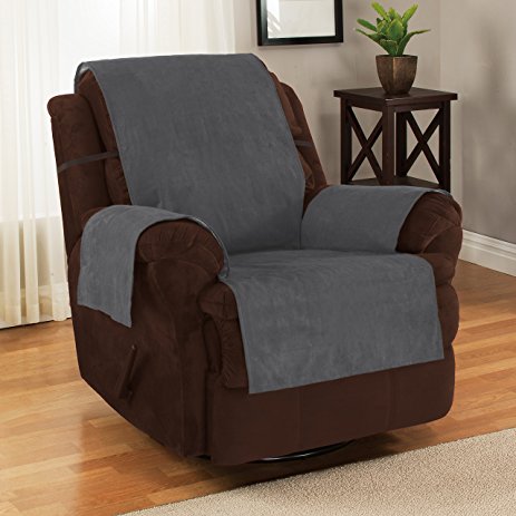 Furniture Fresh - New and Improved Anti-Slip Grip Furniture Protector with Stay Put Straps and Water Resistant Microsuede Fabric (Recliner, Grey)