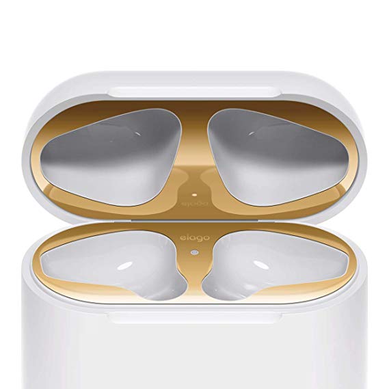 elago Dust Guard for AirPods [Gold][1 Set] - [18K Gold Plating][Protect AirPods from Iron/Metal Shavings][Luxurious Looking][Must Watch Installation Video]