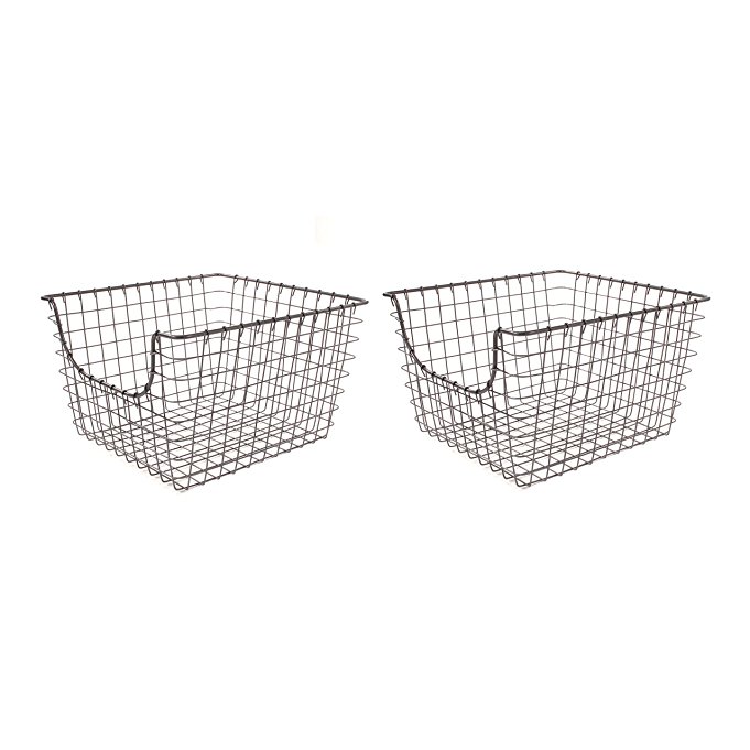 Spectrum Diversified Scoop Wire Storage Basket, Medium, Industrial Gray, 2-Pack