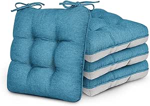 Love's cabin Memory Foam Chair Cushions Set of 4, Outdoor/Indoor Chair Pads for Dining Chairs 4 Pack, Seat Cushions for Kitchen, Dining Room, Office, Patio Chairs, 15.5"x15.5"x3.5" Blue