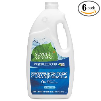 Seventh Generation Dishwasher Detergent Gel Soap, Free & Clear, 42 Ounce Bottles, Pack of 6, Packaging May Vary