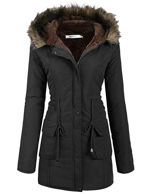 Meaneor Womens Hooded Warm Winter Faux Fur Lined Parkas Long Coats