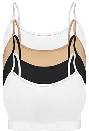 4-Pack Women's Seamless Wireless Half Cami Unpadded Bra Tops for Layering with Spaghetti Straps