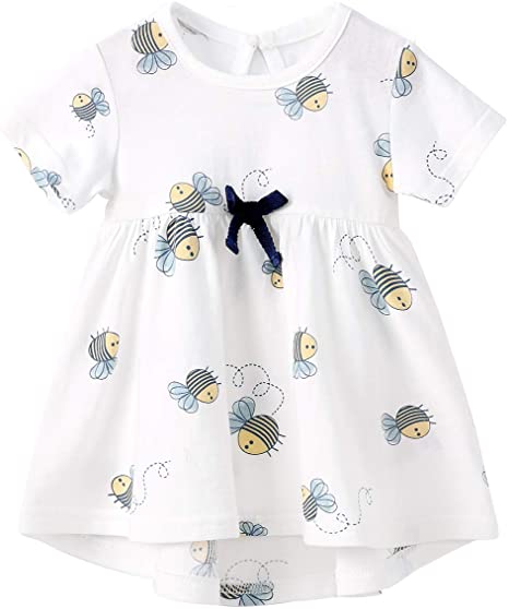 pureborn Baby Dresses for Infant Girl Short Sleeve Super Soft Breathable Cotton Playwear Dress