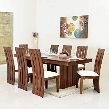 @home By Nilkamal Delmonte Eight Seater Dining Table Set (Brown)