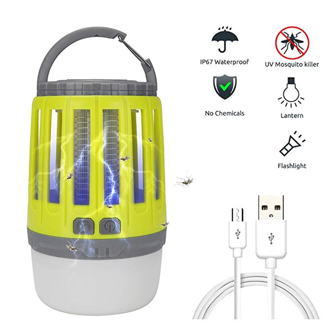 lixada Electric Bug Zapper LED Camping Lantern Flashlight 3-in-1 Waterproof USB Rechargeable Portable Compact Anti-Mosquito Lamp for Outdoors Emergency Camping Gear