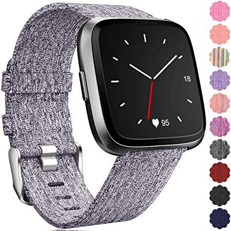 Maledan Replacement for Fitbit Versa Bands Women Men Large Small, Woven Fabric Accessories Strap Wrist Band Compatible with Fitbit Versa Smart Watch/Fitbit Versa Lite Edition/Versa Special Edition