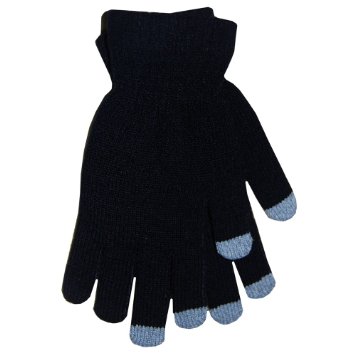 Boss Tech Products Knit Touchscreen Gloves with Conductive Fingertips for Use with All Touchscreen Electronic Devices - Black