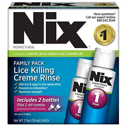 NIX Permethrin Lice Treatment Family Pack 2x2 ounce bottles