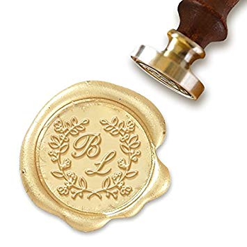 Custom Wax Seal Stamp Kit with Sealing Wax-1" Die with 2 Letter Monogram