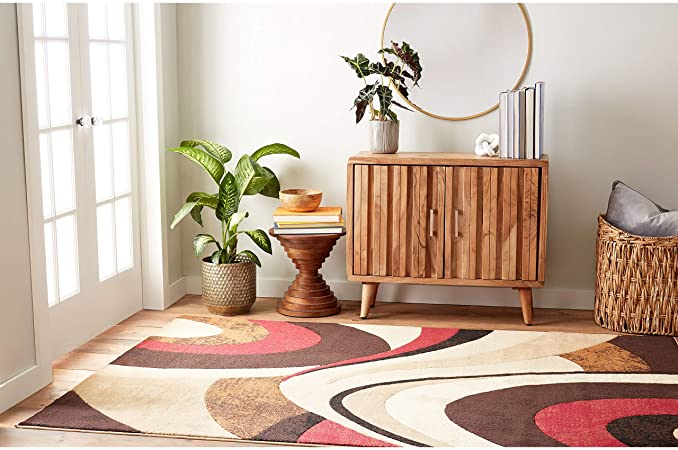 Home Dynamix Tribeca Slade Modern Area Rug, Abstract Brown/Red 6'7"x9'10"