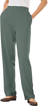 Woman Within Plus Size 7-Day Knit Straight Leg Pant Stretch Elastic Waist Petite & Tall