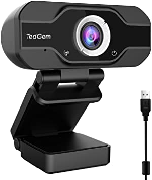 PC Webcam, TedGem 1080P Full HD Webcam USB Desktop & Laptop Webcam Live Streaming Webcam with Microphone Widescreen HD Video Webcam 90-Degree Extended View for Video Calling