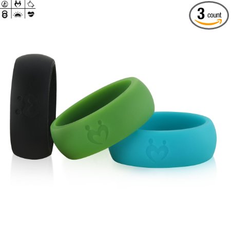 Siliringz-Silicone Wedding Ring for Men, Love Mates Series Silicone Rings, 3 Rings Pack