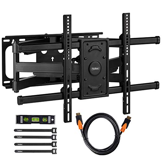 VonHaus Full Motion TV Wall Mount Bracket with Extension Arm for 32-70" Inch LED, LCD, OLED Flat Screens TV Bracket Full Bundle - Max Weight 143lbs, Max VESA 600 x 400