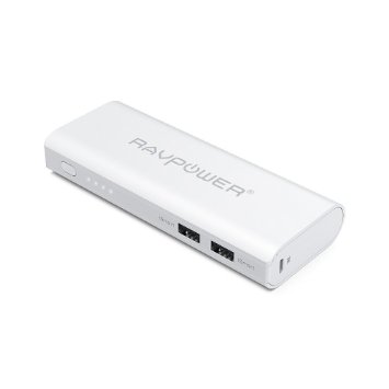 [Top Rated Portable Charger] RAVPower 13400mAh Power Bank External Battery Pack with Most Powerful 4.5A Output and iSmart Technology - White