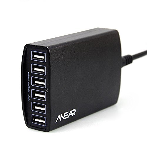 USB Charger Anear 60W 6 Port USB Wall Charging Hub, High Speed with PowerSmart Technology Desktop Travel Charger Compatible with iPhone 6 / 6 Plus, iPad Air 2 / mini 3, Samsung Galaxy S6 / S6 Edge and More